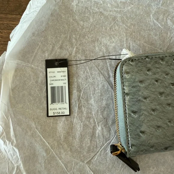 NWT Marc Jacobs Ostrich Zip Around Wallet - Gray / Pink - Picture 5 of 9